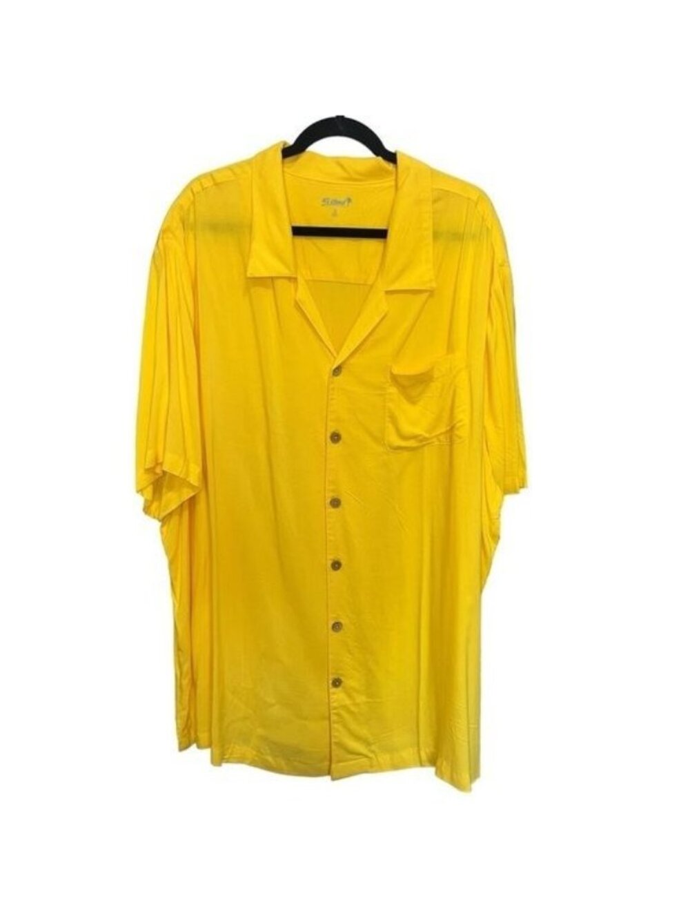 KS Island Shirt Mens 3XL Yellow Rayon Short Sleeve Button Up Big Size